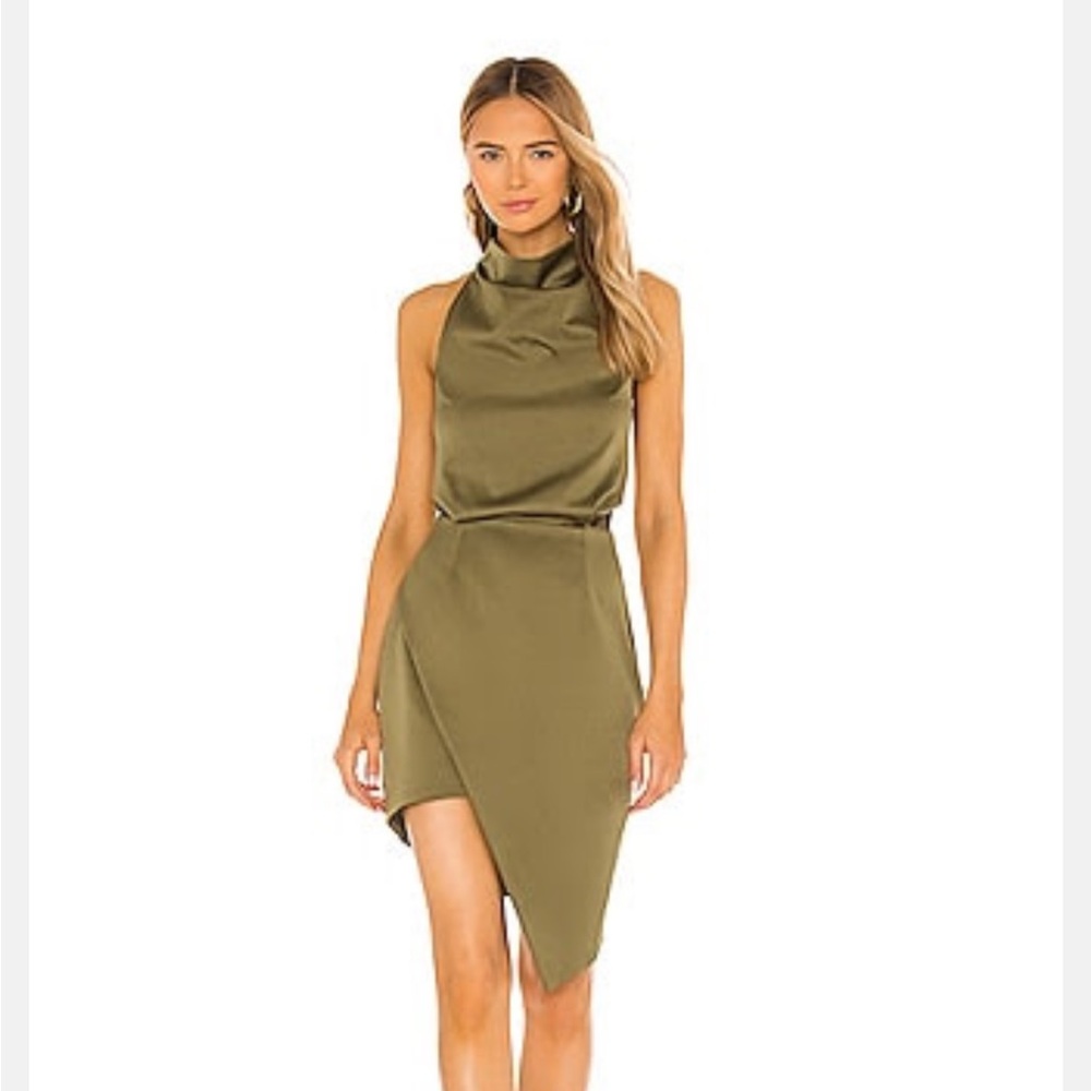 Olive Green Asymmetrical Revolve Dress